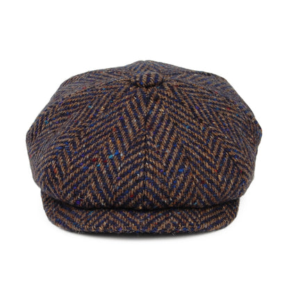 Casquette Gavroche en Tweed du Donegal à Chevrons Calotte Profonde bleu-gris CITY SPORT