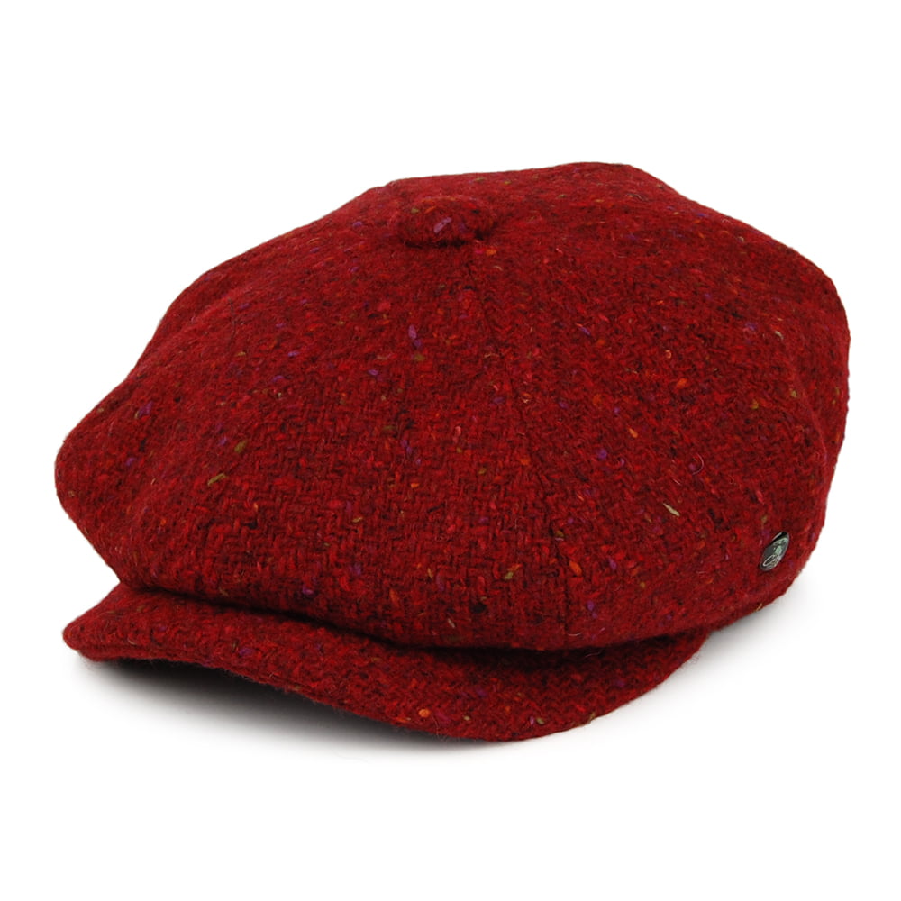 Casquette Gavroche en Tweed du Donegal Chiné Calotte Profonde vin CITY SPORT