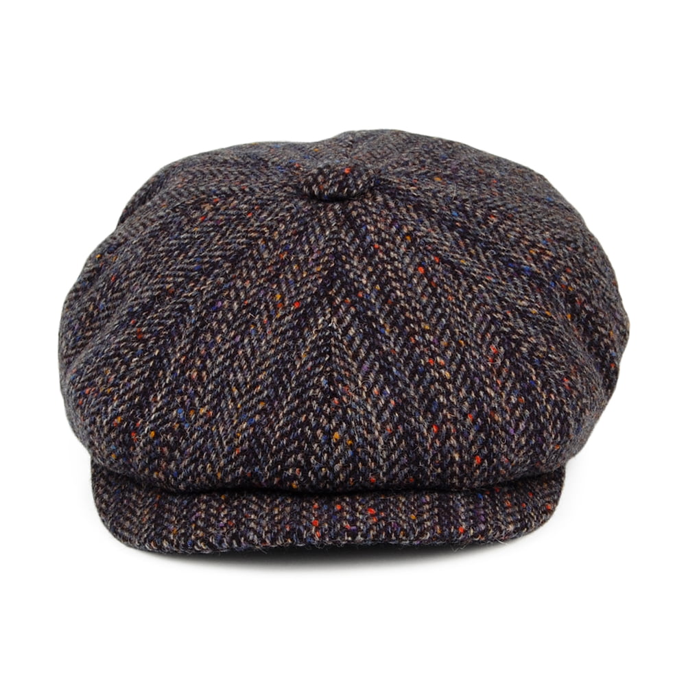 Casquette Gavroche en Tweed du Donegal Calotte Profonde Shannon bleu-multi CITY SPORT