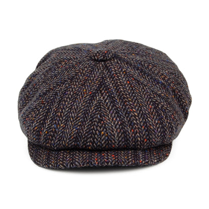 Casquette Gavroche en Tweed du Donegal Calotte Profonde Shannon bleu-multi CITY SPORT