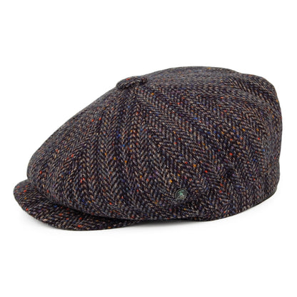 Casquette Gavroche en Tweed du Donegal Calotte Profonde Shannon bleu-multi CITY SPORT