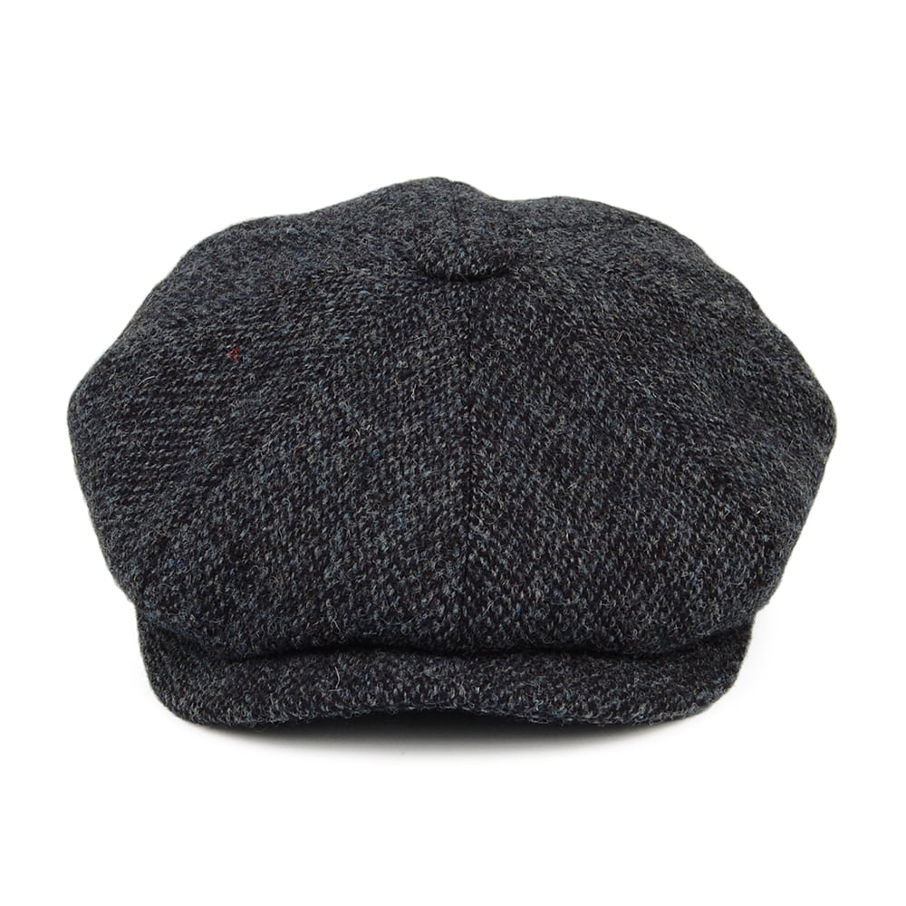 Casquette Gavroche en HARRIS TWEED Chiné Calotte Profonde bleu marine CITY SPORT