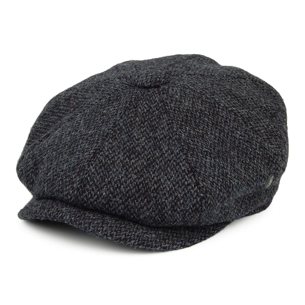 Casquette Gavroche en HARRIS TWEED Chiné Calotte Profonde bleu marine CITY SPORT