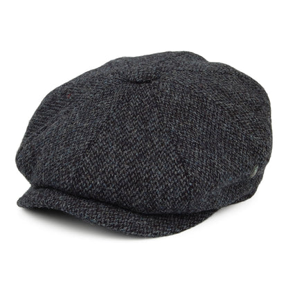 Casquette Gavroche en HARRIS TWEED Chiné Calotte Profonde bleu marine CITY SPORT
