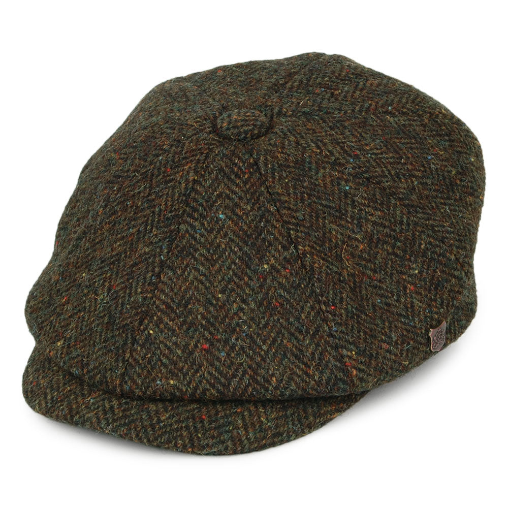 Casquette Gavroche en HARRIS TWEED Carloway olive FAILSWORTH