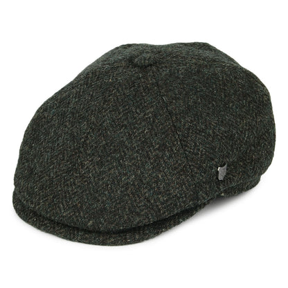 Casquette Gavroche en HARRIS TWEED à Chevrons Hudson olive FAILSWORTH