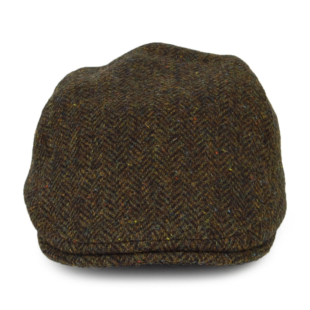 Casquette Plate en HARRIS TWEED à Protège-Oreilles Oban olive FAILSWORTH