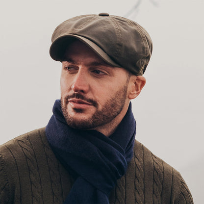 Casquette Gavroche en Coton Ciré Britannique Alfie olive FAILSWORTH