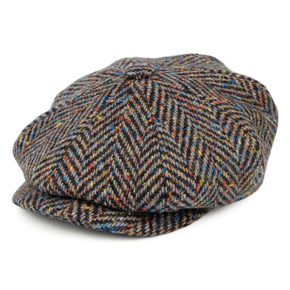 Casquette Gavroche en Tweed du Donegal à Chevrons foncé multi CITY SPORT