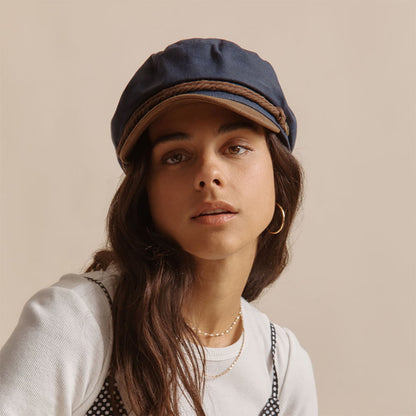 Casquette de Marin en Coton Ciré bleu marine-marron BRIXTON