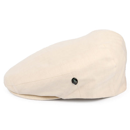 Casquette Plate en Coton et Lin à Micro Chevrons beige CITY SPORT