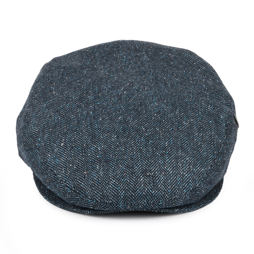 Casquette Plate en Soie et Coton Mouchetée à Chevrons bleu marine CITY SPORT