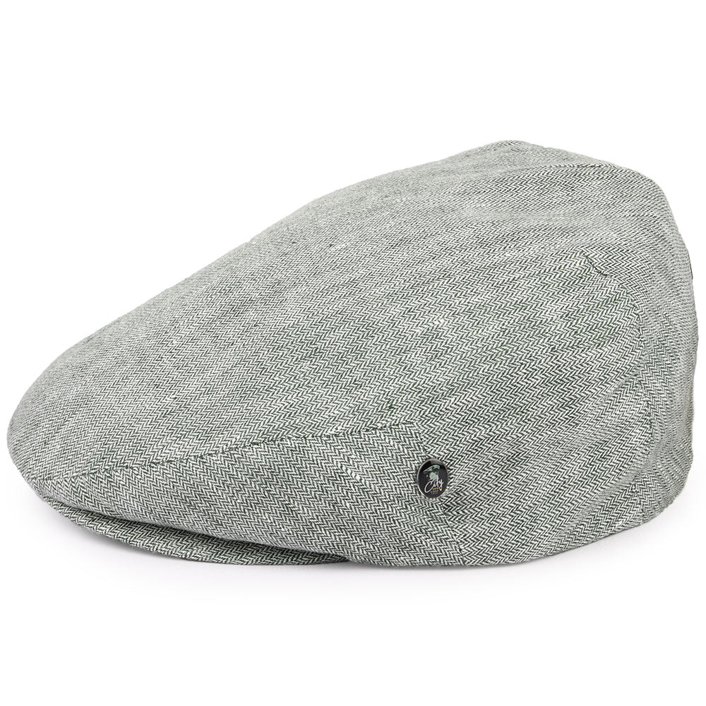 Casquette Plate en Lin à Petits Chevrons forêt CITY SPORT