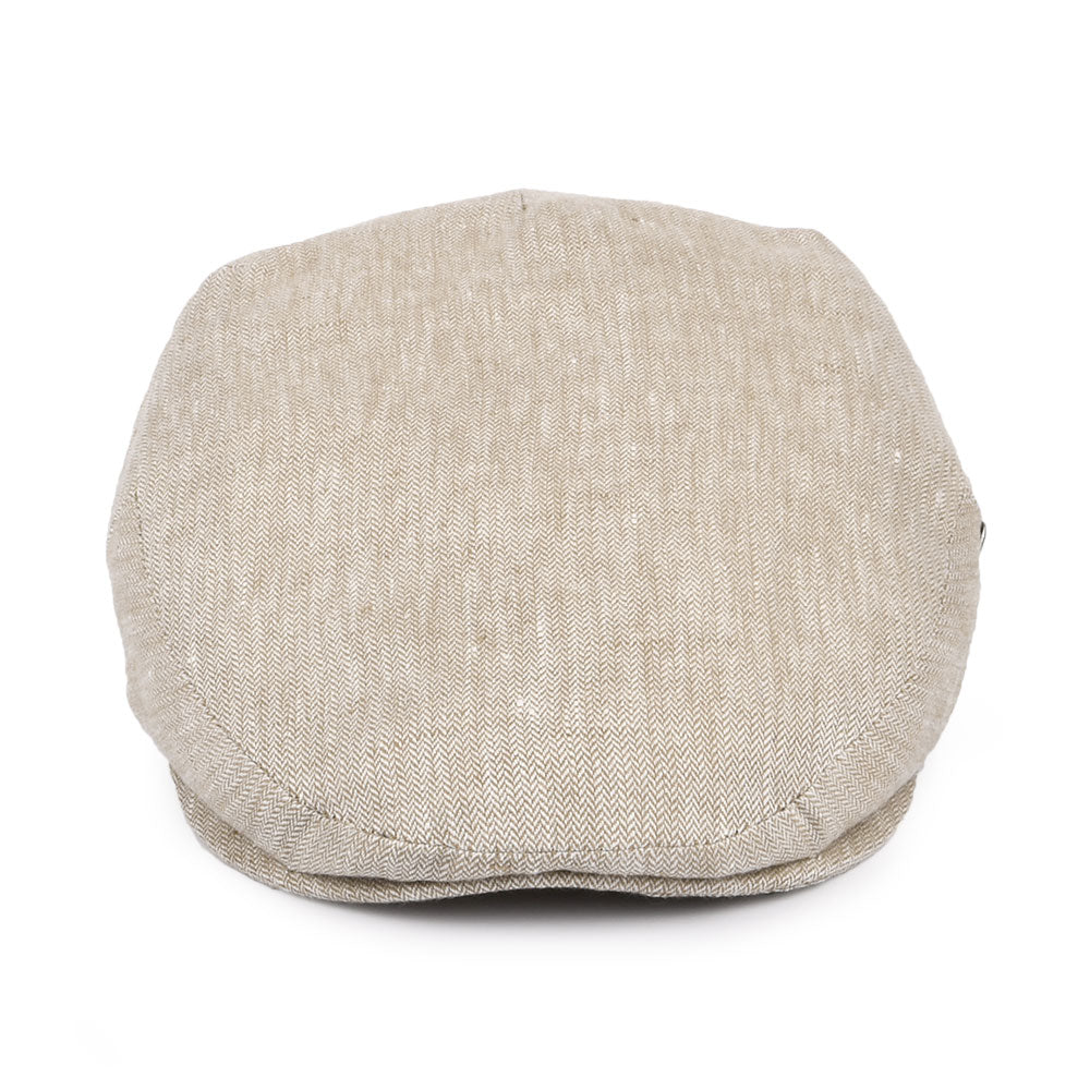 Casquette Plate en Lin à Micro Chevrons beige sable CITY SPORT
