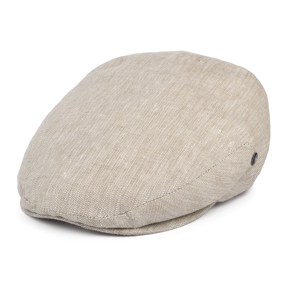 Casquette Plate en Lin à Micro Chevrons beige sable CITY SPORT