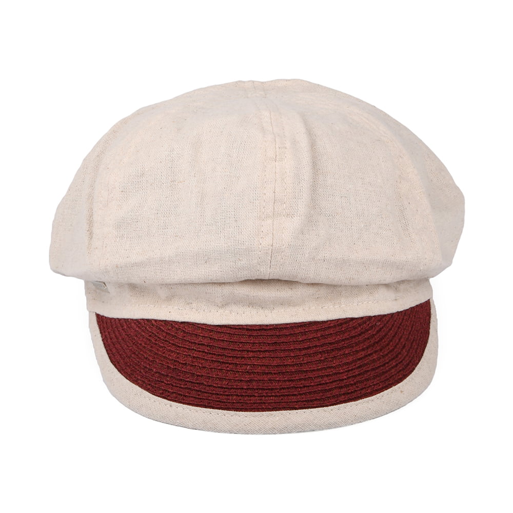 Casquette Gavroche en Coton et Lin sable-bordeaux SEEBERGER