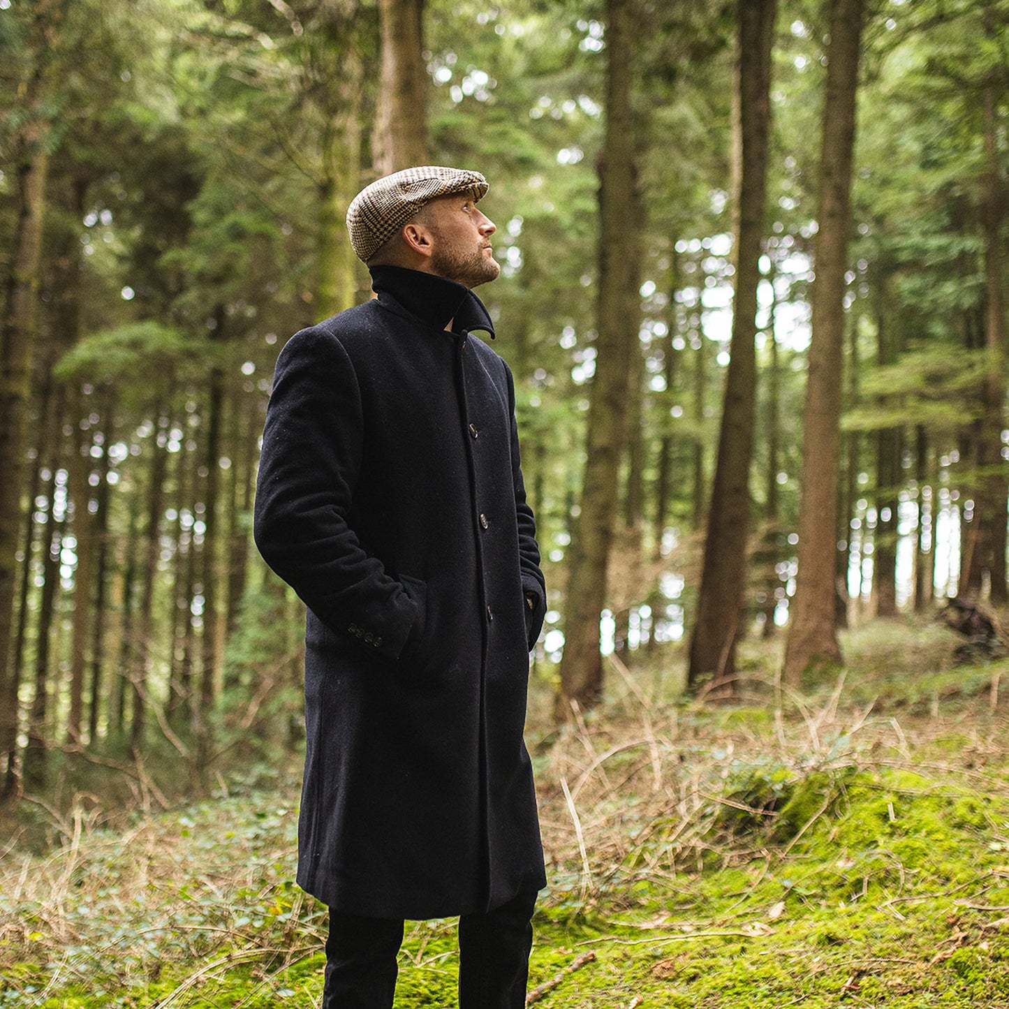 Casquette Plate en HARRIS TWEED Locheport marron-beige sable JAXON & JAMES