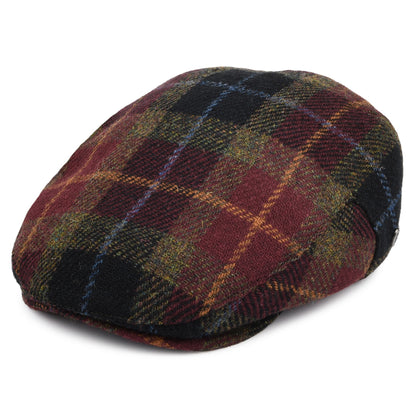 Casquette Plate en HARRIS TWEED Callanish mélange de bordeaux JAXON & JAMES