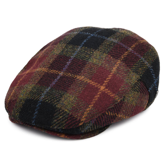 Casquette Plate en HARRIS TWEED Callanish mélange de bordeaux JAXON & JAMES