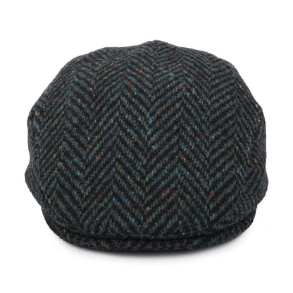 Casquette Plate en Tweed du Donegal Stravalley mélange de bleus JAXON & JAMES