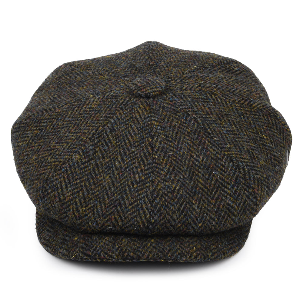 Casquette Gavroche en HARRIS TWEED Chiné Calotte Profonde forêt-bleu marine CITY SPORT