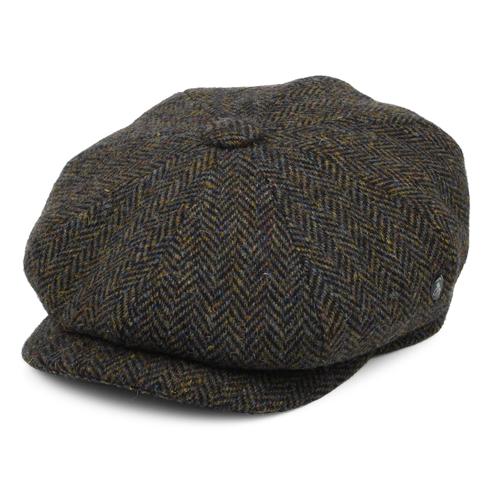 Casquette Gavroche en HARRIS TWEED Chiné Calotte Profonde forêt-bleu marine CITY SPORT