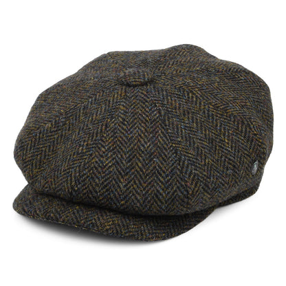 Casquette Gavroche en HARRIS TWEED Chiné Calotte Profonde forêt-bleu marine CITY SPORT