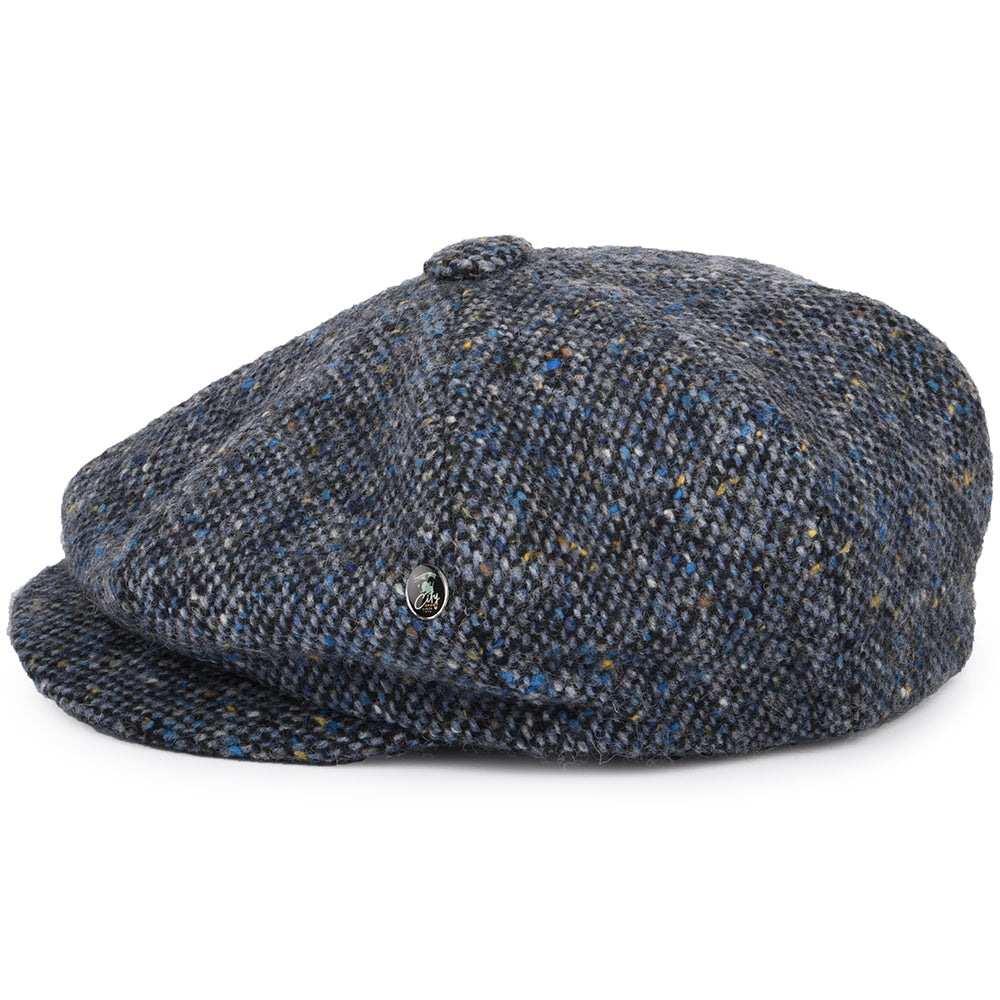 Casquette Gavroche en Tweed du Donegal Chiné bleu CITY SPORT
