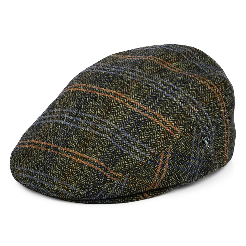 Casquette Plate en Laine Vierge à Carreaux et Chevrons beige sable-noir-multi CITY SPORT