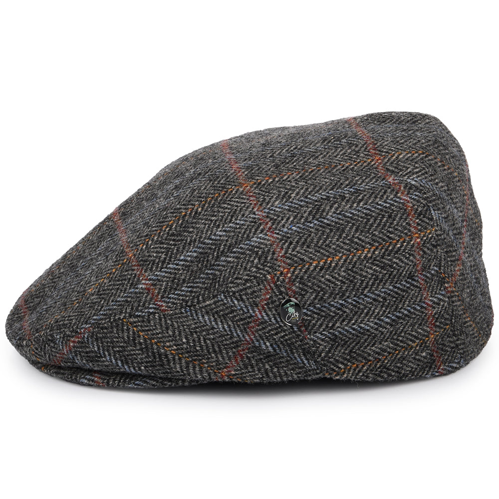 Casquette Plate en Laine Vierge à Carreaux et Chevrons panaché de gris CITY SPORT