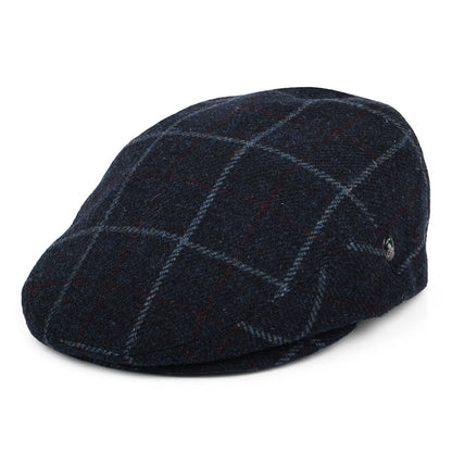 Casquette Plate en Laine Vierge à Carreaux bleu marine CITY SPORT OLD