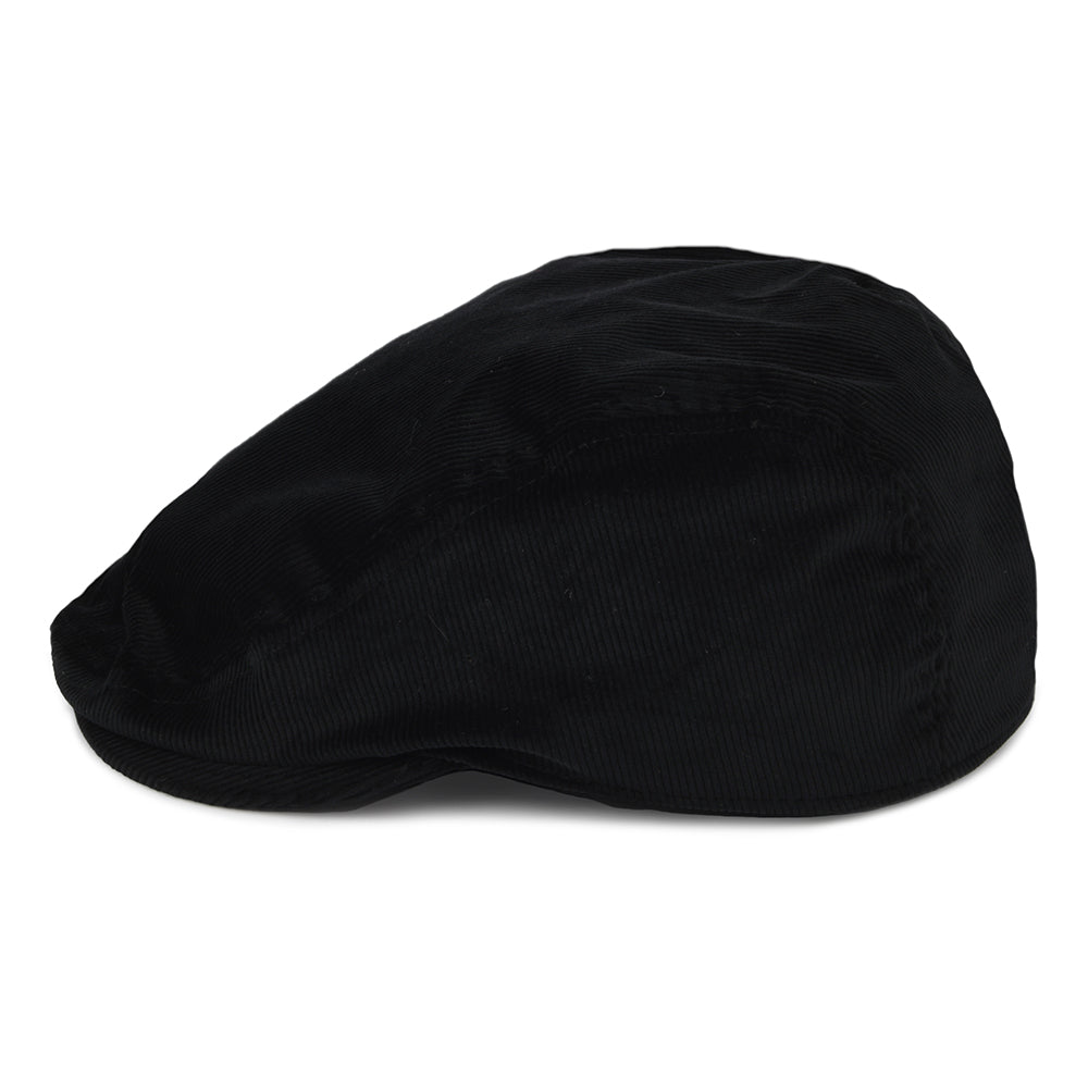 Casquette Plate en Velours Côtelé noir KANGOL