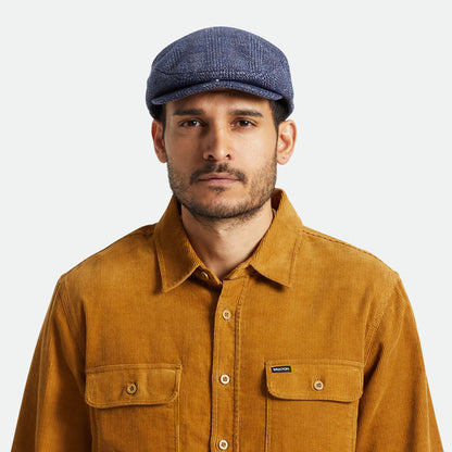 Casquette Plate à Carreaux Hooligan bleu marine-blanc cassé BRIXTON