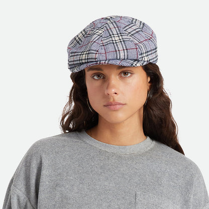 Casquette Gavroche à Carreaux Brood bleu-blanc cassé BRIXTON