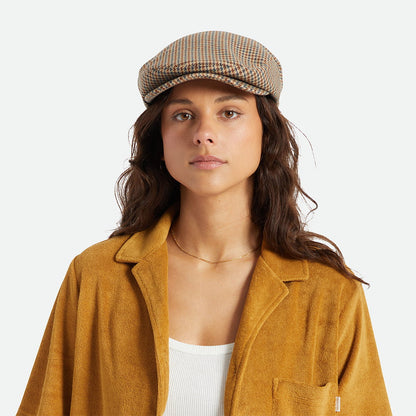 Casquette Plate Pied-de-Poule Hooligan sable-bleu marine BRIXTON
