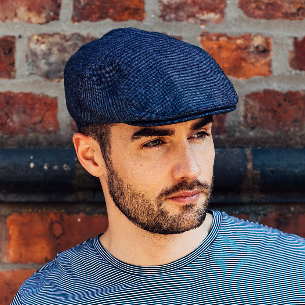 Casquette Plate en Lin Irlandais bleu FAILSWORTH