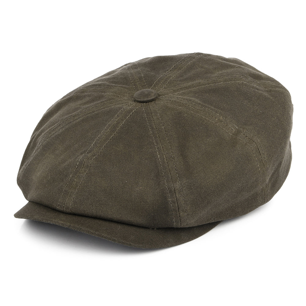 Casquette Gavroche Vintage en Coton Ciré Avec Protège-Oreilles Hatteras olive STETSON