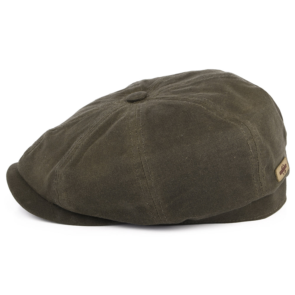 Casquette Gavroche Vintage en Coton Ciré Avec Protège-Oreilles Hatteras olive STETSON
