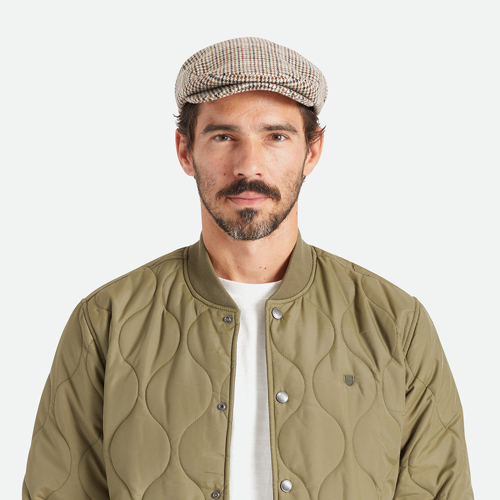 Casquette Plate Pied-de-Poule Hooligan blanc cassé-sable BRIXTON