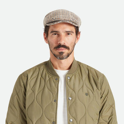 Casquette Plate Pied-de-Poule Hooligan blanc cassé-sable BRIXTON