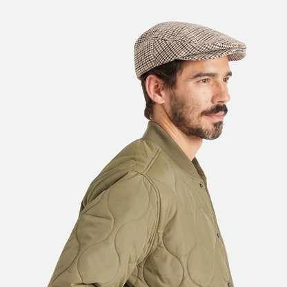 Casquette Plate Pied-de-Poule Hooligan blanc cassé-sable BRIXTON