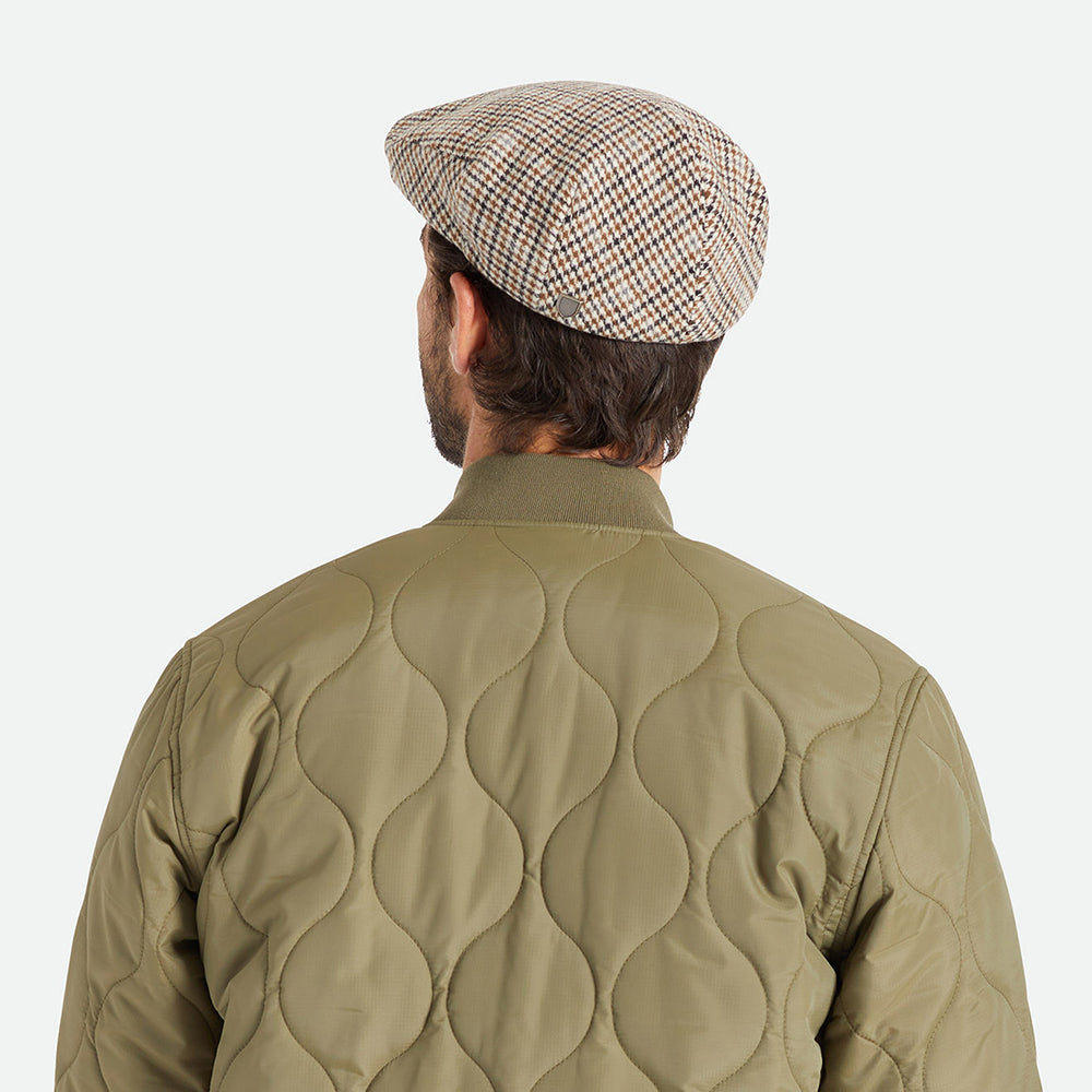 Casquette Plate Pied-de-Poule Hooligan blanc cassé-sable BRIXTON