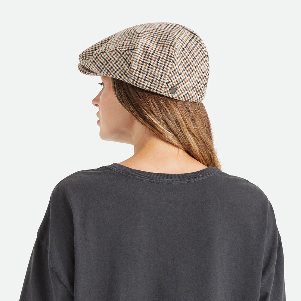 Casquette Plate Pied-de-Poule Hooligan blanc cassé-sable BRIXTON