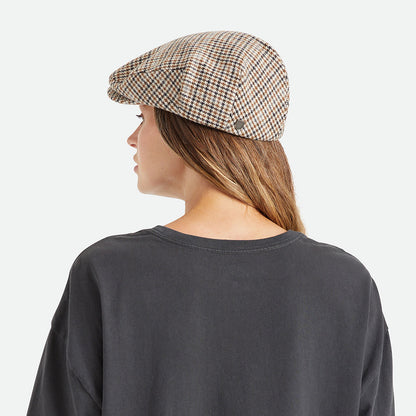 Casquette Plate Pied-de-Poule Hooligan blanc cassé-sable BRIXTON