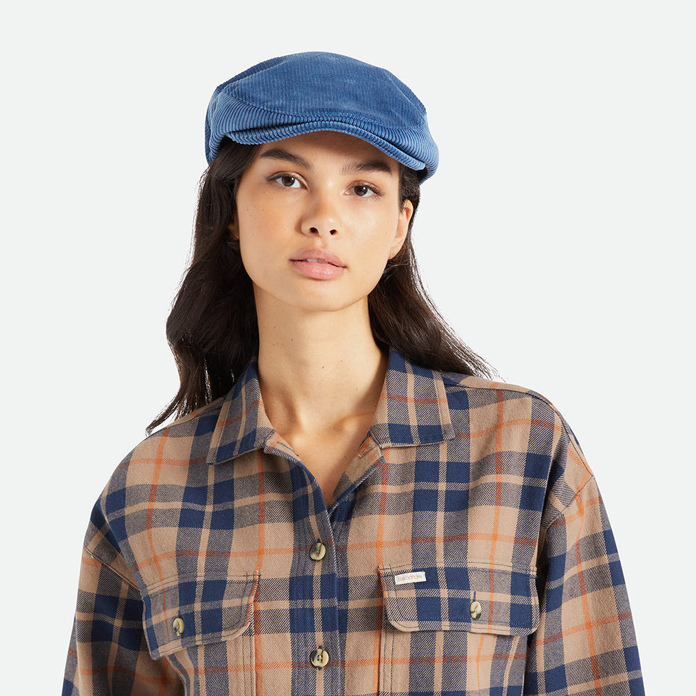 Casquette Plate en Velours Côtelé Hooligan bleu BRIXTON
