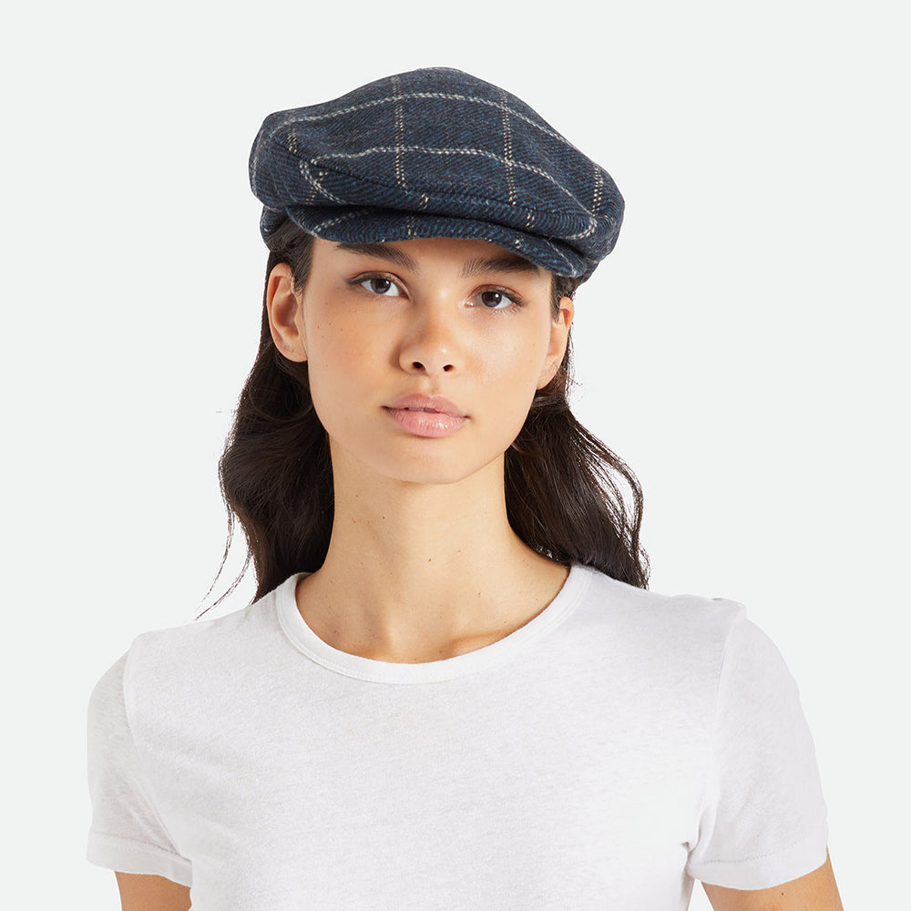 Casquette Plate Ample à Carreaux Hooligan bleu-noir BRIXTON