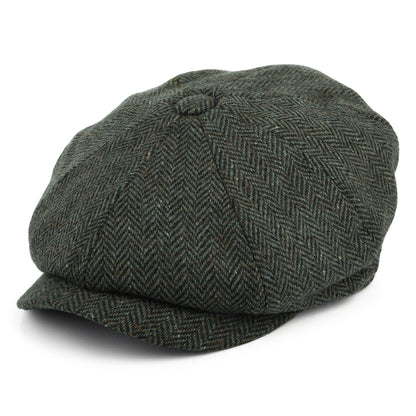 Casquette Gavroche en Tweed du Donegal à Chevrons Bridgetown forêt-sauge JAXON & JAMES