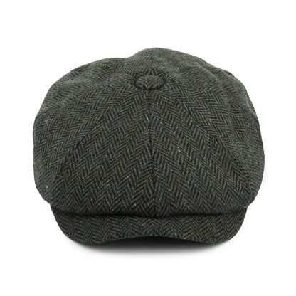 Casquette Gavroche en Tweed du Donegal à Chevrons Bridgetown forêt-sauge JAXON & JAMES