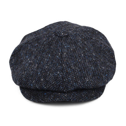 Casquette Gavroche en Tweed du Donegal Chiné Glenborin bleu-noir JAXON & JAMES