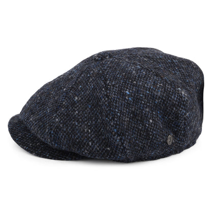 Casquette Gavroche en Tweed du Donegal Chiné Glenborin bleu-noir JAXON & JAMES